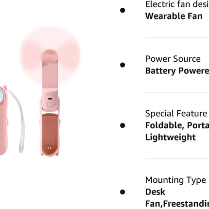 Personal Fan Handheld Mini Fan, 3 In 1 Hand Fan Foldable, Portable Fan Usb Rechargeable Small Pocket Fan Make Up Fan, 2500Mah