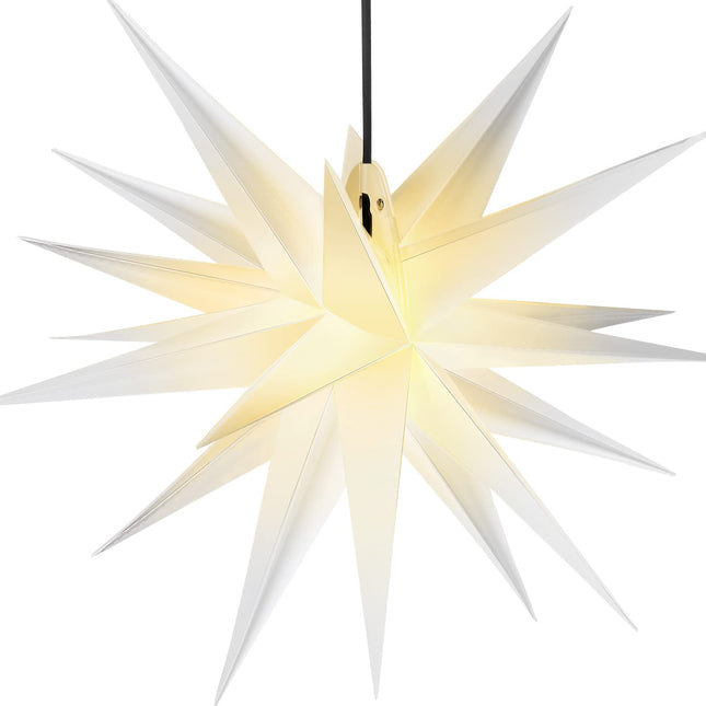 Riakrum 18 Inch Moravian Star Tree Topper Christmas Tree Decor White Advent Star Hanging Outdoor Christmas Star Light Hanging Porch Light Hanging Xmas Treetop Bethlehem Star for Holiday Decor(White)