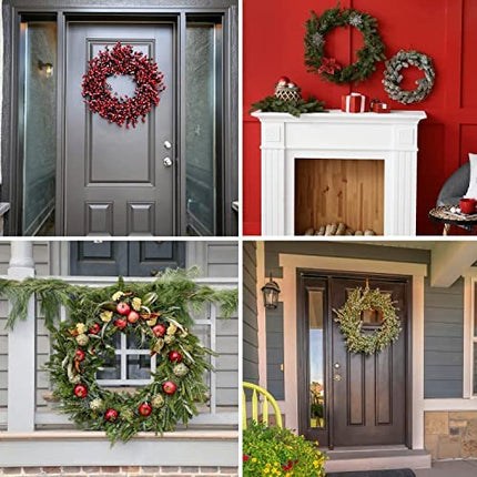Pack of 5 Wire Wreath Frame (14 Inch) with 25 Twist Ties – Round Metal Wreath Form for Crafts & Floral Decorations on Weddings Christmas Home Party Celebrations, Dark Green