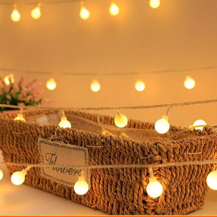 ZOUTOG Battery Outdoor String Lights, 49ft 120 LED Bulb Warm White Globe String Lights with Remote Controller, Decorative Timer Fairy Light for Christmas/Wedding/Party Indoor and Outdoor