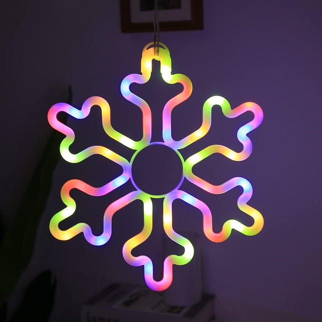 Christmas Decorations Outdoor Lights,4pcs LED Snowflake Lights,11.4”Snowflake Christmas Decorations with 8 Memory Lighting Modes&Timer Snowflake Lights for Yard,Christmas Decorations (Multi-Colored)