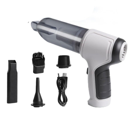 Mini Cordless Car Vacuum Cleaner, Wireless Handheld Usb Chargeable, 9000Pa Strong Suction, 3 In 1 Dust Buster&Air Blower&Hand Pump, Dry&Wet Use Car, Keyboard, Inflatedeflate Swim Ring White