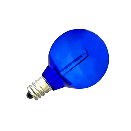25 Pack G40 Blue LED Replacement Christmas Light Bulbs,E12 Candelabra Base, Shatterproof Plastic, for Christmas Outdoor String Lights (Blue)
