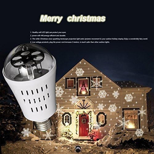 Snowflake Car Rotating LED Lights Christmas Lights Moving LED Lamp E27 Base 4W Crystal Ball Stage Light for Birthday, Holiday, Wedding, Party, Christmas Decoration (01)