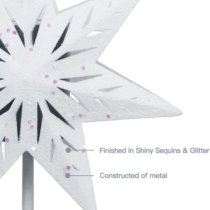 YEAHOME Christmas Tree Topper, 3D Lighted White 7-Point Star Tree Topper with Snow-White Snowflake Projector for Christmas Treetop, Lights Xmas Tree Topper for Christmas Tree Decorations
