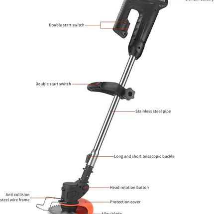 Cordless Weed Wacker，Lawn Edgers Battery Powered Weed-Wacking for Yard Lawn and Garden 21v Weed and Grass Trimmer Cordless