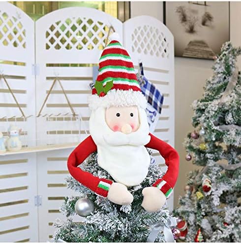 Christmas Tree Topper Snowman Ornaments Xmas Holiday Tree Top Winter Snow Man Topper Decorating Funny Hugger Santa Claus Tree Topper Holiday Party Decoration for Festival Party Home Decoration
