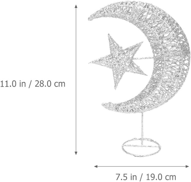 Uonlytech Wrought Iron Christmas Tree Topper, Glittering Star and Moon Tree Topper for Christmas Tree Home Outdoor Decorations(Silver 20cm)