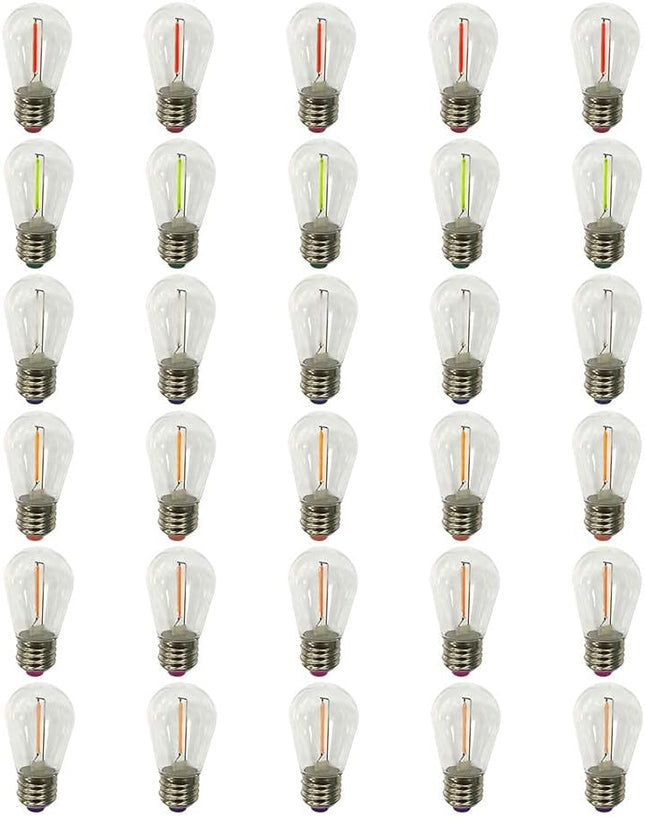 30 Pack LED Color Bulb S14 1W, LED String Light Replacement Bulb for Home Decor Christmas,Holiday,Party,Wedding