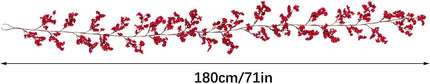 IUIBMI 6Ft Artificial Red Berry Garland Holiday Garland Christmas Red Berry Garland with Bendable Stems for Holiday Fireplace Stairs Table Decorations(#1)