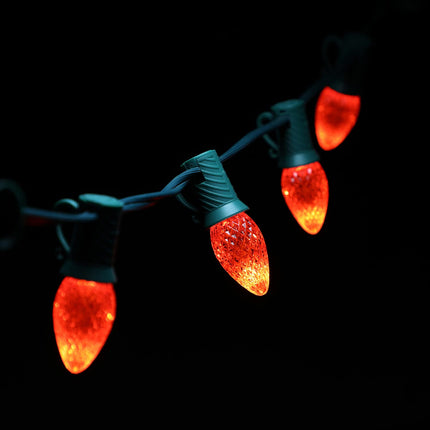 Orange C7 LED Christmas Lights Replacement Bulbs, 25 Count, 0.58 Watt, UL Listed, IP65 Waterproof, Dimmable, Faceted