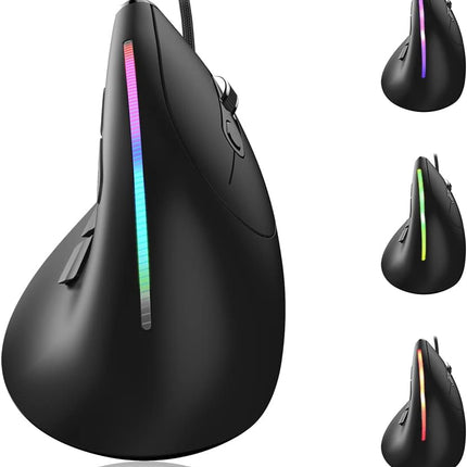AFUNTA 12800 DPI RGB Gaming Mouse, Ergonomic Mouse Optical Wired Vertical Mouse with 9 Programmable Buttons, for Gamer PC Laptop(T50)