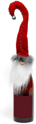 S/2 Gnome Wine Champagne Bottle Topper Decor Hostess Christmas Holiday s Favors 17" (Red Hook W Bell)