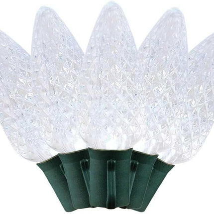 Novelty Lights 25FT C9 LED Faceted Christmas Lights (25 Bulbs) Novelty Lighting, C9 Christmas Lights Outdoor (Pure White)