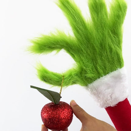 Christmas Elf Body Tree Decorations, Christmas Tree Arm, Christmas Green Monster Stole Xmas Tree Toppe, Pose-able Christmas Elf Stuffed Leg Arm and Head for Christmas Tree Hanging Ornament (2PCS)