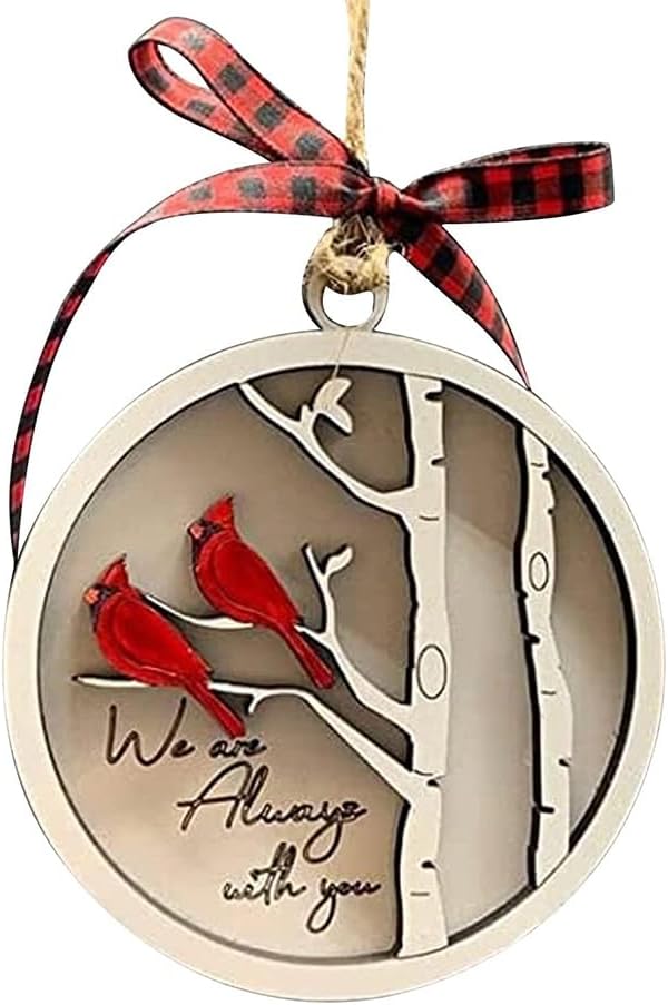 Cardinal Christmas Tree Ornaments,Red Cardinals Memorial ,It's a Visitor from Heaven,I am Always with You in Memory of Loved One Christmas Ornaments,Cardinal Bird Tree Topper Decorations (b)