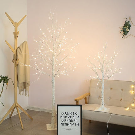 Lighted Birch Tree with 72 LED Warm White Light Up Tree Battery Birch Tree Artificial Tree Lamp for Centerpiece Mantel Christmas Decorations 8 Lighting Modes Remote Control (4FT)