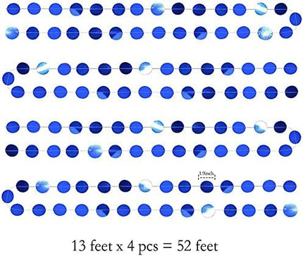Decor365 Bling Royal Blue Circle Dots Garland Paper Hanging Polk Dot Streamer Party Decoration Bunting Banner Backdrop for Birthday/Wedding/Baby Shower/Graduation/Bridal Shower Party Supplies