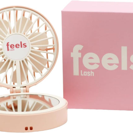 Compact Mini Fan Mirror Handheld Portable Usb Rechargeable Adjustable Speed Fan For Eyelash Extensions Makeup Travel Powder Pink