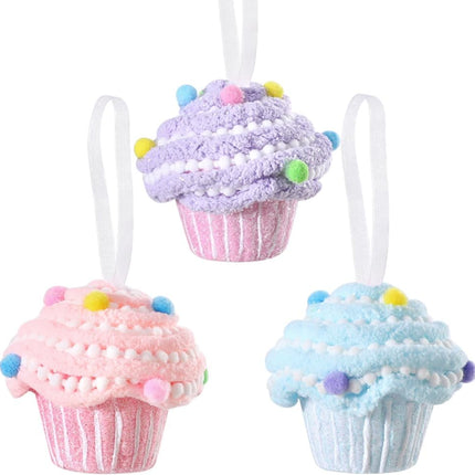 Cake Candy Dessert Christmas Tree Ornaments, 3Pcs 3.3Inch Pastel Macaron Cake Candy Hangings Pendant for Candyland Christmas Tree Decoration Sweet One Birthday Party Wedding Home Party Supplies