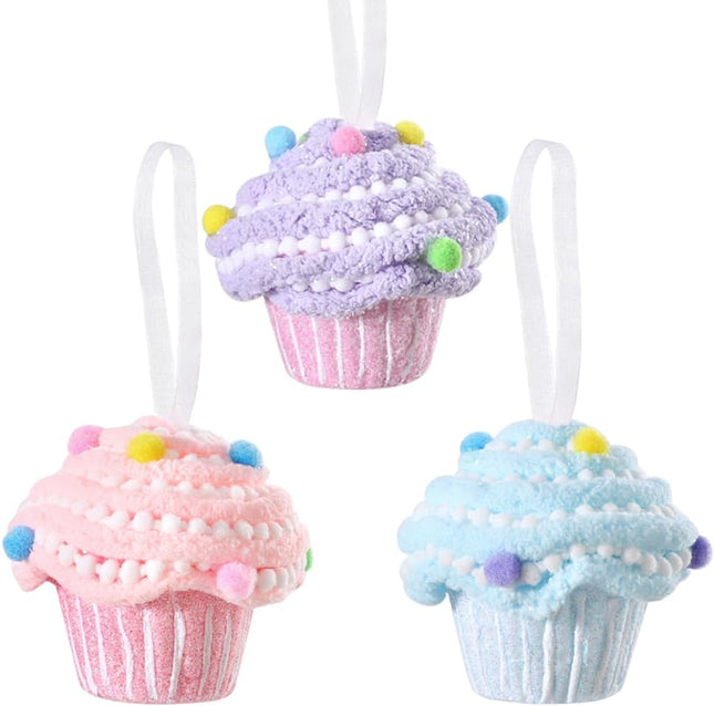 Cake Candy Dessert Christmas Tree Ornaments, 3Pcs 3.3Inch Pastel Macaron Cake Candy Hangings Pendant for Candyland Christmas Tree Decoration Sweet One Birthday Party Wedding Home Party Supplies