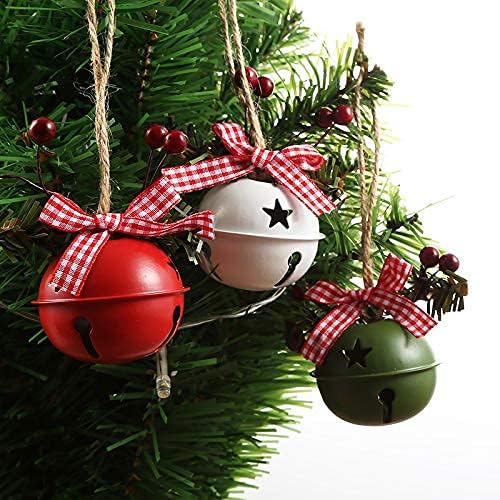 18 PCS Christmas Jingle Bells Ornaments in Red White Green,Christmas Tree Bells Pendant,Christmas Holiday Party Supplies for Christmas Tree Decor,Wreath,Window Memorial Ornament(Bell-Mix)