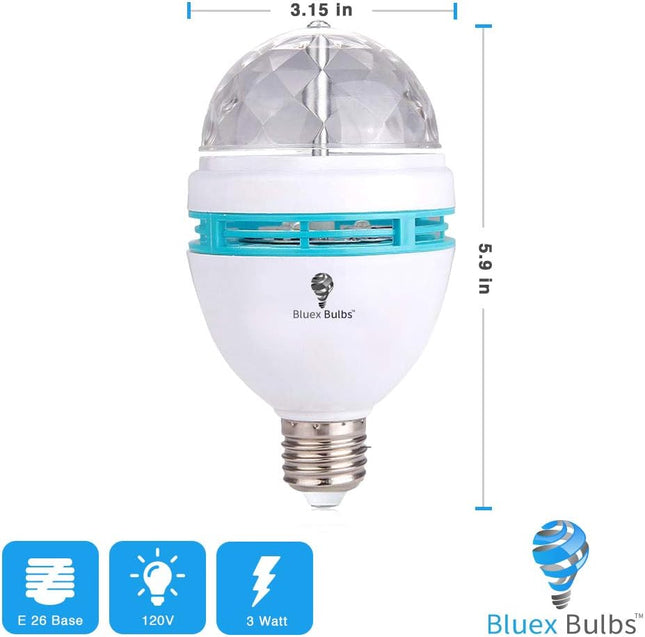 4 Pack Color Rotating Bulb E26, RGB Color Changing Party LED Bulbs Colored LED Strobe Light Bulb Multi Crystal Stage Lights for Disco, Birthday Party Club Bar for Parties, Photography