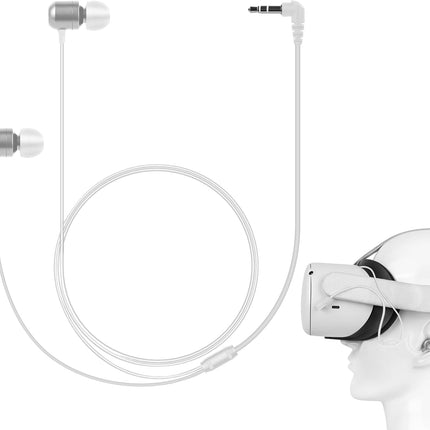 VR Gaming Earphones for Meta Quest 2 Headset and Playstation VR2, 3D 360° Surround inEar Headphones, Low Latency, Custom Length