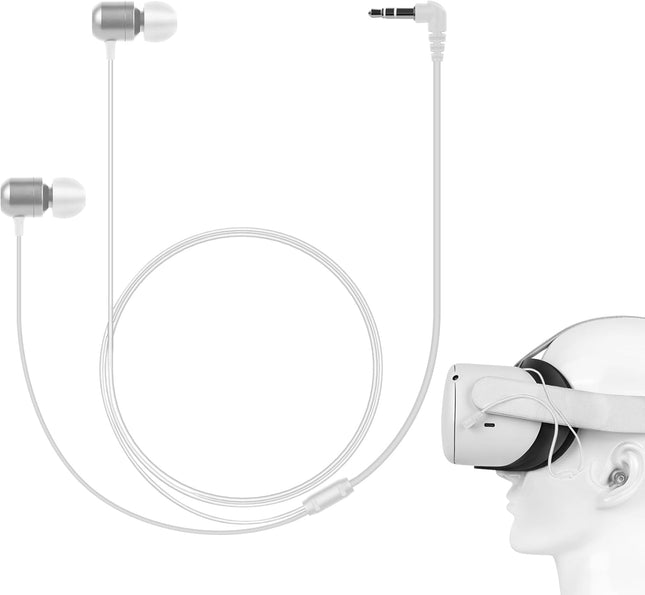 VR Gaming Earphones for Meta Quest 2 Headset and Playstation VR2, 3D 360° Surround inEar Headphones, Low Latency, Custom Length
