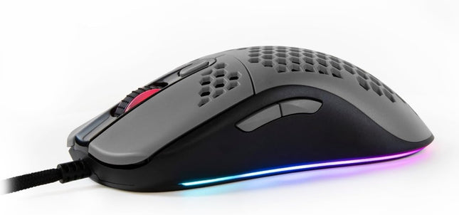 Arozzi Favo Ultra Lightweight Customizable RGB Gaming Mouse with Honeycomb Pattern Pixart 3389 Sensor and Omron 20M Switches - Grey
