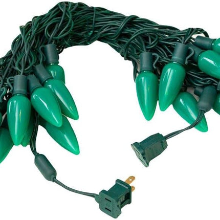 Novelty Lights 25FT C9 LED Ceramic Christmas Lights (25 Bulbs) Novelty Lighting, C9 Christmas Lights Outdoor (Green)