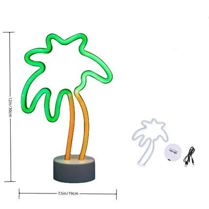 UrsaMajor 2 Packs Neon Signs, Pink Flamingo and Green Palm Tree Neon Wall Decor Lights USB/Battery Powered Neon Lights for Bedroom Birthday Party Christmas s (Flamingo&Palm Tree)
