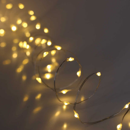 Warm White Fairy Lights Battery Operated with Timer Mode, 40 Micro LED Fairy Lights for Mason Jars, 6.5ft, Silver Wire Lights Indoor Use (Warm White)