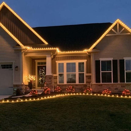 Novelty Lights 25FT C7 LED Transaparent Plastic Christmas Lights (25 Bulbs) Novelty Lighting, C7 Christmas Lights Outdoor (Warm White)