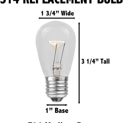 Novelty Lights 25 Pack S14 Outdoor Patio Edison Replacement Bulbs, E27 Medium Base, Multi, 11 Watt