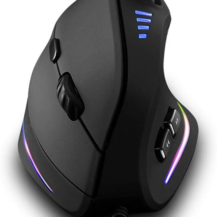Vertical Mouse, Ergonomic USB Wired Vertical Mouse with [5 D Rocker] [10000 DPI] [11 Programmable Buttons], RGB Gaming Mouse for Gamer/PC/ Laptop/Computer