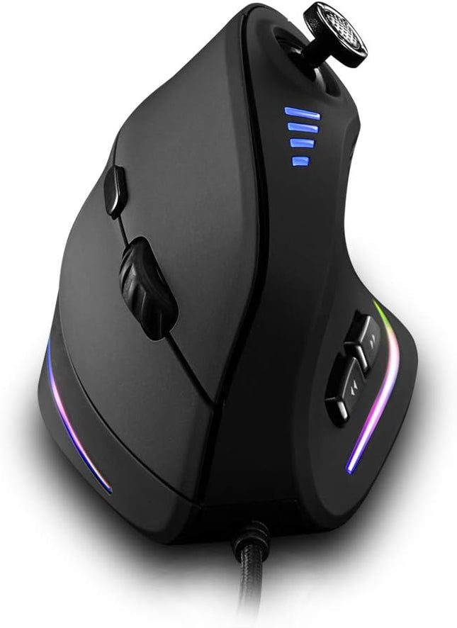 Vertical Mouse, Ergonomic USB Wired Vertical Mouse with [5 D Rocker] [10000 DPI] [11 Programmable Buttons], RGB Gaming Mouse for Gamer/PC/ Laptop/Computer