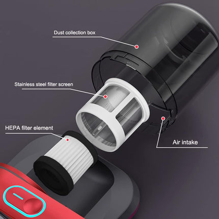 Mattress Vacuum Cleaner, Cordless Handheld Bed Vacuum Cleaner With Hepa Filtration, Effective Cleaning Bed Sheet, Pillow, Quilt, Sofa, Blanket, Carpet Red