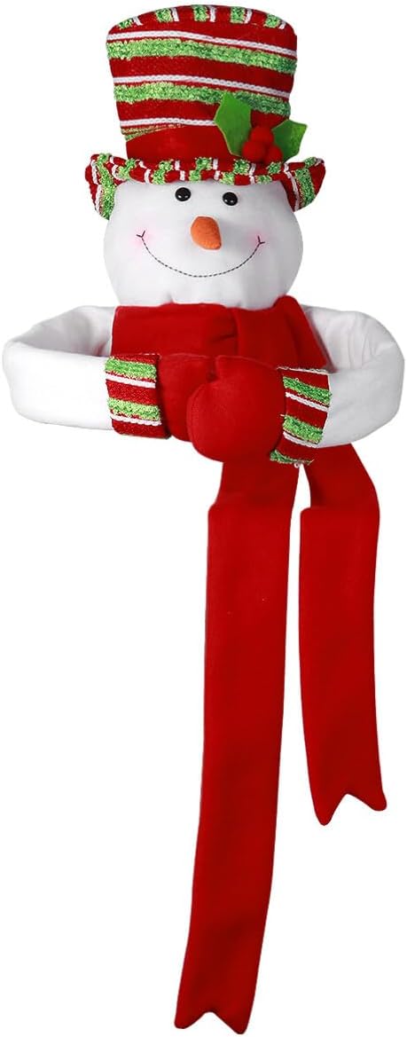 Unomor Christmas Tree Topper Snowman Head Hugger with Colorful Hat Shawl and Poseable Arms for Xmas/Holiday/Winter Wonderland Party Home Decoration Ornament