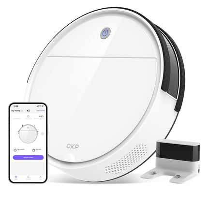 Okp Robot Vacuum Cleaner, Tangle, Super Thin, Low Noise, Powerful Suction, Cleaning Schedules, Selfcharging, Robotic Vacuums With Wifiappalexa Control, Ideal For Pet Hair Carpets Hard Floors