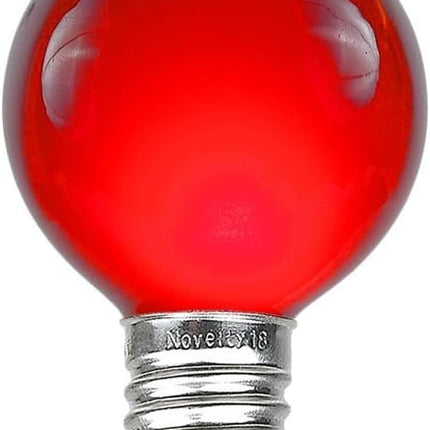 Novelty Lights Incandescent G30 Globe Replacement Bulbs - Outdoor Individual Bulbs For Events, Holiday Parties, Patios, And More - C7/E12 Candelabra Base, 5 Watt Lights (Red, 25 Pack)