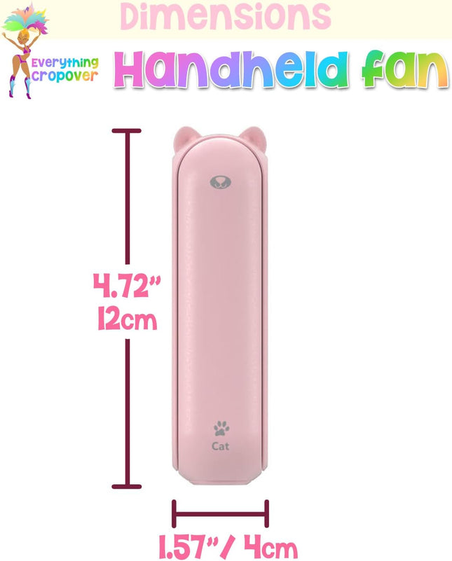 Handheld Mini Fan Portable Small Foldable Fan Phone Charger 2000 Mah Powerbank 2 Speeds Quiet Folding Pocket Fan Pink