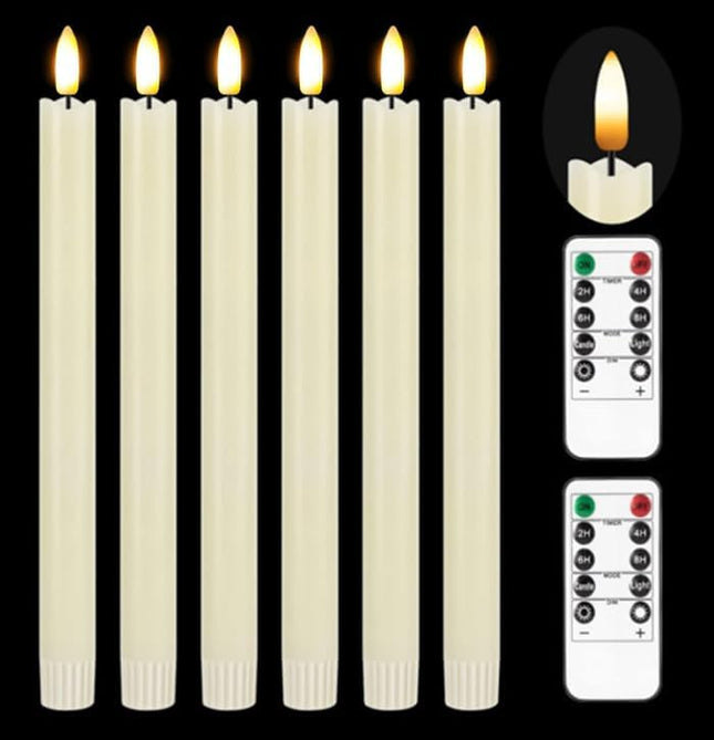 Flameless Candles with Remote Timer, 6Pack Real Wax Battery Operated Candles Flickering Flame, Warm Light Electric Fake LED Candles for Christmas Party Wedding Mother's Day-Ivory