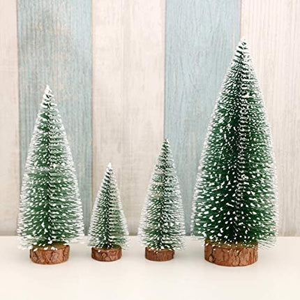 Mini Christmas Tree Snow Frost Sisal Trees Desktop Mini Pine Tree Bottle Brush Trees for Christmas Party Home Decoration(8 Pcs 2 Size: 10/15cm Height)