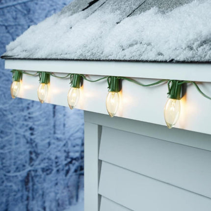 25 Pack C7 Clear Replacement Bulbs, C7 Outdoor Christmas String Light Bulbs, 5 W Night Light Bulbs Incandescent Bulbs for C7/ E12 Candelabra Base Christmas Outdoor String Lights- Clear