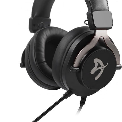 Arozzi Aria Gaming Headset with Detachable Microphone 50mm Drivers Microphone Mute Button Volume Control Aluminum Frame and 7.25 ft Braided Cable - Black