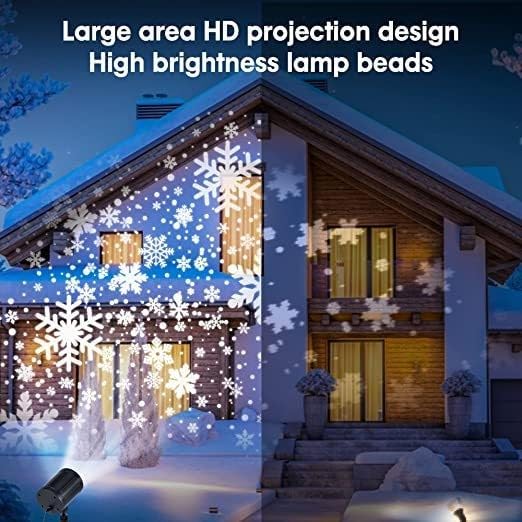 Christmas Projector Lights Outdoor,LED Snowfall Lights Waterproof,Dynamic Snowflake Christmas Projector Lights for Indoor Outdoor Landscape Christmas Decoration,Holiday,Wedding,Home Garden Decor Light