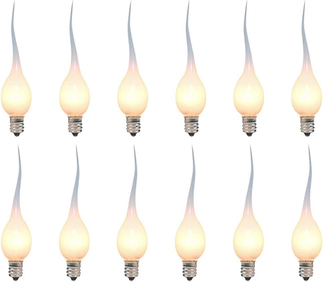 GOOTHY Silicone Dipped Candle Light Bulbs, Clear Silicone 5 Watts Replacement Bulbs for Electric Window Candles Chandeliers Night Light Bulbs Christmas Lights, C7/E12 Candelabra Base, 120V- 12 Pack