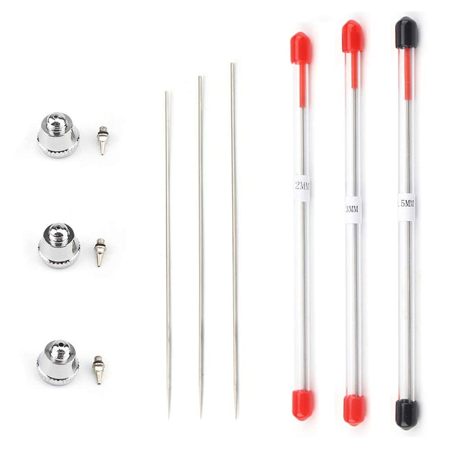 9Pcs Airbrush Nozzle Kit - 0.2mm 0.3mm 0.5mm Replacement Parts for Airbrush Spray Gun Accessories