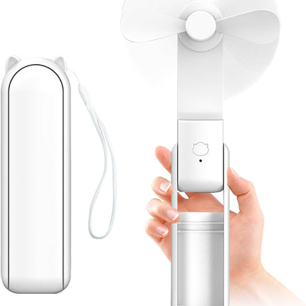 Mini Handheld Fan,3000Mah Small Battery Operated Fan,Portable Quiet Fan,Usb Rechargeable Pocket Fan,3 In 1 Hand Fan With Power